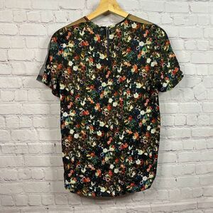 Nwot Zara Flowery Blouse W/Mesh Detail
